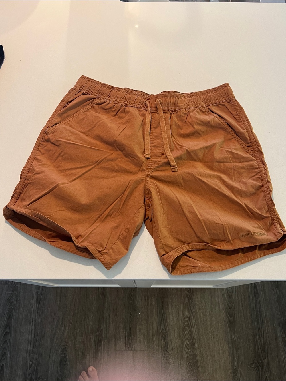 Men's Rust Drawstring Cotton Shorts